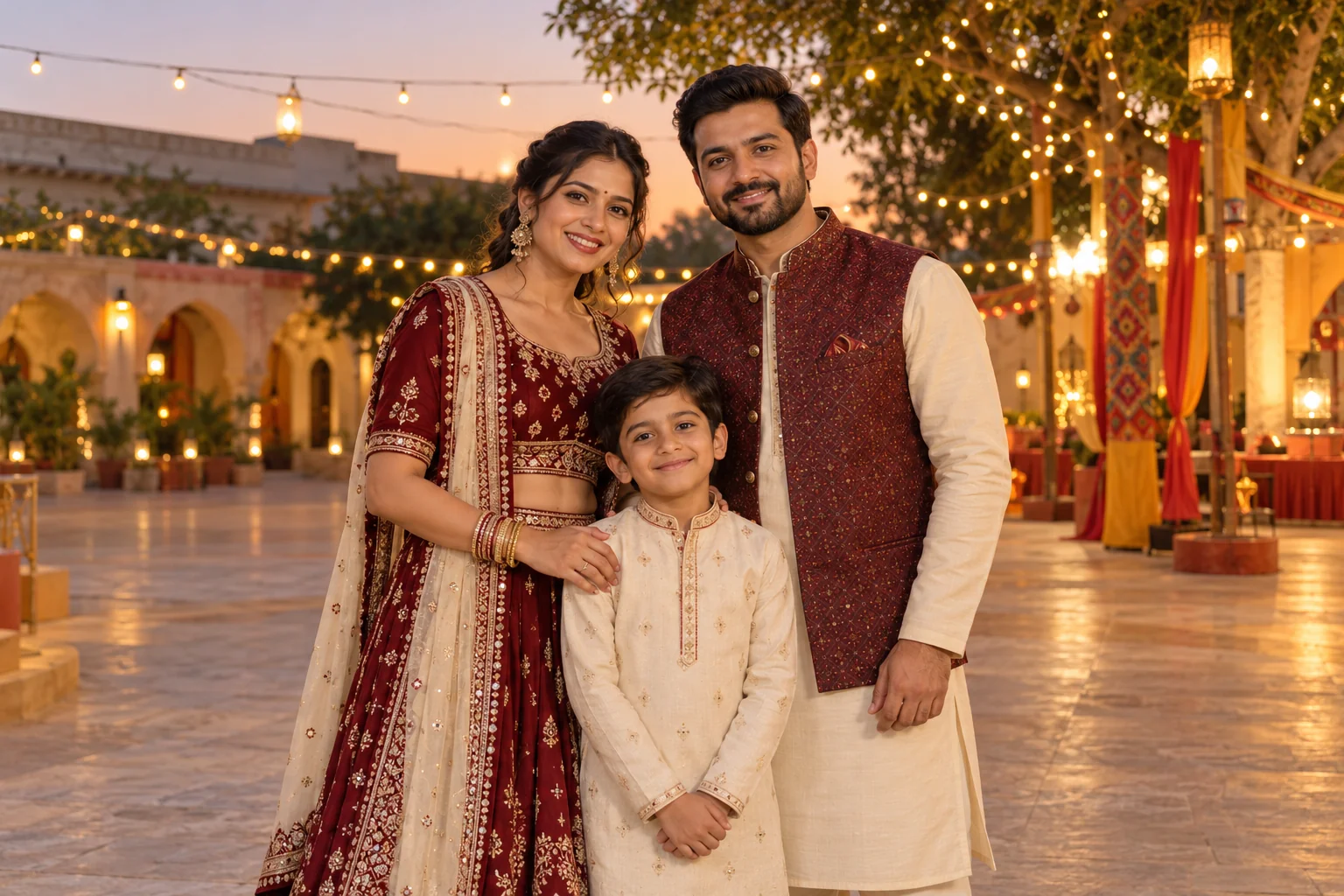 AI-generated Navratri family evening example