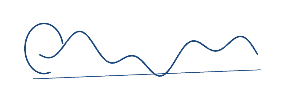 Original blue pen-stroke sample on transparent background
